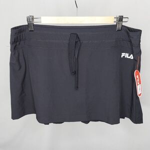 Fila Athletic Skort XL Black Stretch Pleated Drawstring Pullon Golf Sport NEW